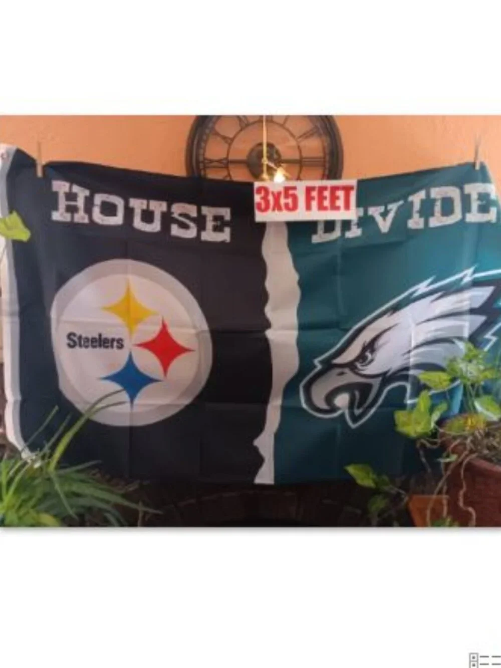 Pittsburgh Steelers Philadelphia Eagles House Divided NFL 3X5 Feet Flag Banner